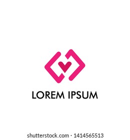 abstract geometry with love logo icon for women and gender company