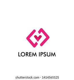 abstract geometry with love logo icon for women and gender company