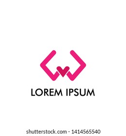 abstract geometry with love logo icon for women and gender company
