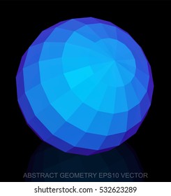 Abstract geometry: low poly Blue Sphere. 3D polygonal object, EPS 10, vector illustration.