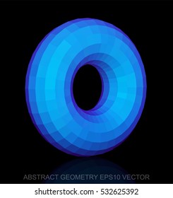 Abstract geometry: low poly Blue Torus. 3D polygonal object, EPS 10, vector illustration.