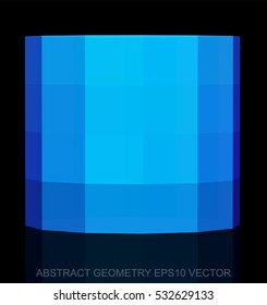 Abstract geometry: low poly Blue Cylinder. 3D polygonal object, EPS 10, vector illustration.