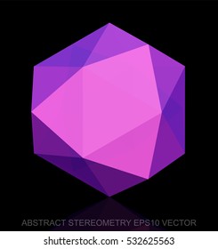 Abstract geometry: low poly Pink Octahedron. 3D polygonal object, EPS 10, vector illustration.