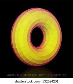 Abstract geometry: low poly Yellow Torus. 3D polygonal object, EPS 10, vector illustration.