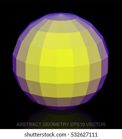 Abstract geometry: low poly Yellow Sphere. 3D polygonal object, EPS 10, vector illustration.