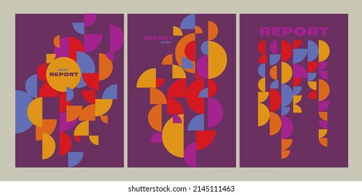 Abstract geometry minimalistic colorful poster set. Vector template for card, header, invitation, poster, social media, post publication.
