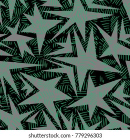 Abstract geometry night star motif. marine blue color abstract concept design. vector seamless pattern for fabric, wrapping paper, print and web surface design