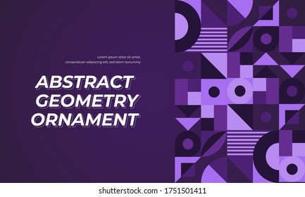 Fondo de ornamento de geometría abstracta. Paleta de color púrpura. Edición de geometría floral. Ilustración vectorial eps10.