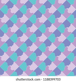 Abstract geometry ornament tessellation. Colorful pink and violet unique seamless pattern for textile design, fabric. Vector illustration