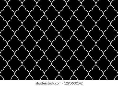 Abstract geometry pattern in Arabian style. Seamless vector background. White and black graphic ornament. Simple lattice graphic design