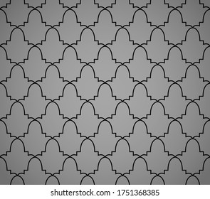 Abstract geometry pattern in Arabian style. Seamless vector background. Black and grey graphic ornament. Simple lattice graphic design