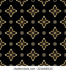 Abstract geometry pattern in Arabian style. Seamless vector background. White and gold graphic ornament. Simple lattice graphic design
