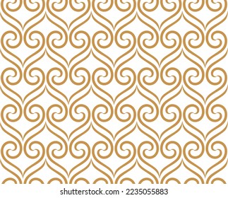Abstract geometry pattern in Arabian style. Seamless vector background. White and gold graphic ornament. Simple lattice graphic design