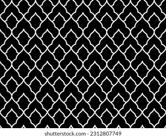 Abstract geometry pattern in Arabian style. Seamless vector background. White and black graphic ornament. Simple lattice graphic design