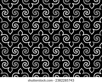 Abstract geometry pattern in Arabian style. Seamless vector background. White and black graphic ornament. Simple lattice graphic design