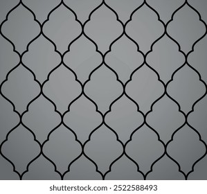 Patrón de geometría Abstractas en estilo árabe. Fondo de Vector sin fisuras. Adorno gráfico gris y negro. Diseño gráfico de celosía simple