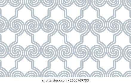 Abstract geometry pattern in Arabian style. Seamless vector background. White and gray graphic ornament. Simple lattice graphic design