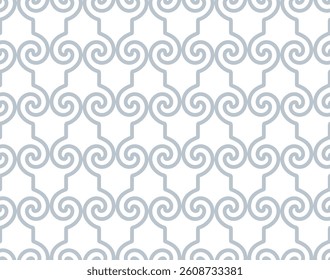 Abstract geometry pattern in Arabian style. Seamless vector background. White and gray graphic ornament. Simple lattice graphic design