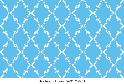 Abstract geometry pattern in Arabian style. Seamless vector background. White and blue graphic ornament. Simple lattice graphic design