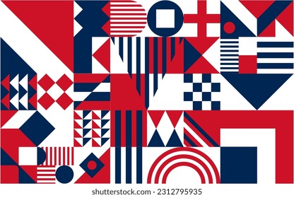 Pintura del patrón de geometría abstracta. Fondo de patrón geométrico de diseño plano. 14 de julio. Color de la bandera de Francia. Día de la Bastilla y Día Nacional de Francia.