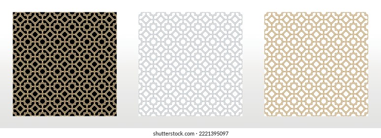 Abstract geometry patterns in Arabian style. Seamless vector background. Colored graphic ornament. Simple lattice graphic design