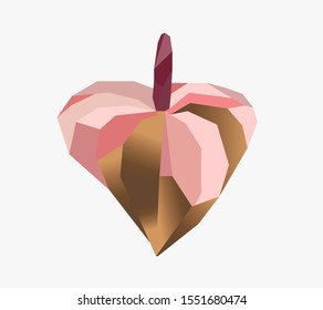 Abstract geometry polygonal Calla Lily, low poly vector illustration, gold and pink flower on white background