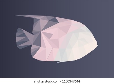 Abstract geometry polygonal fish, low poly vector illustration