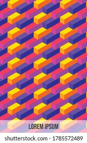 abstract geometry poster or 3d isometric pattern, for retro cover and poster. Collection of cool vintage covers. Colorful compositions.
