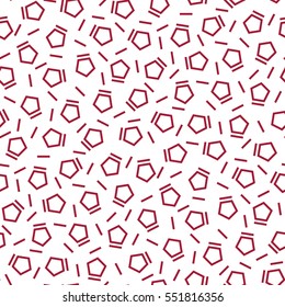 Abstract geometry red deco art memphis fashion pentagon pattern