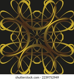 Abstract geometry rich stylish golden glossy pattern background vector. Metal surface glow wallpaper seamless pattern floral lace. Use wedding, celebration, ceremony, cover, invitation, decoration.