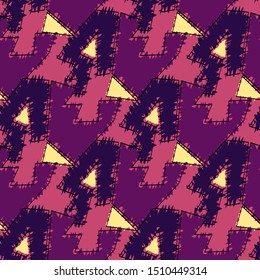 Abstract geometry seamless pattern with curved elements.
