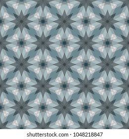 Abstract geometry seamless pattern for fabric, wrapping paper, print in gray colors. Abstract stars forming rhombus. Vector gray seamless pattern.