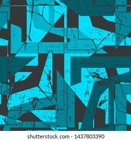 Abstract geometry seamless pattern. Urban grunge background.