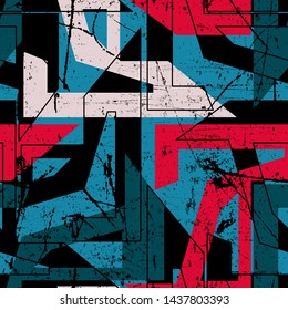 Abstract geometry seamless pattern. Urban grunge background.