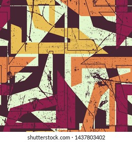 Abstract geometry seamless pattern. Urban grunge background.