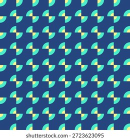 Formas semicirculares de la geometría Abstractas en un fondo azul oscuro Ilustración vectorial inconsútil del modelo