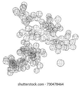 Abstract geometry shape blobes or spheres. Vector rendering of 3d. Wire-frame style