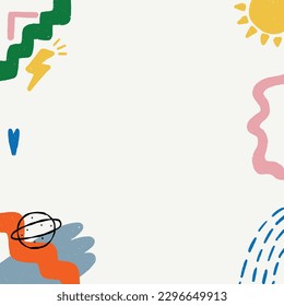 Abstract geometry shape frame square. Colorful creative geometric figure design for social media post, banner, card. Vector hand drawn trendy modern illustration decor