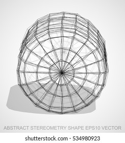 Abstract geometry shape: Ink sketched Cylinder with Transparent Shadow. Hand drawn 3D polygonal Cylinder. EPS 10, vector illustration.
