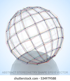 Abstract geometry shape: Multicolor sketched Sphere with Reflection. Hand drawn 3D polygonal Sphere. EPS 10, vector illustration.