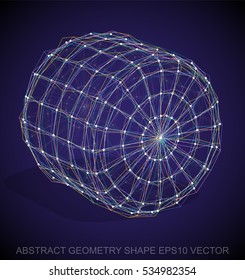Abstract geometry shape: Multicolor sketched Cylinder with Transparent Shadow. Hand drawn 3D polygonal Cylinder. EPS 10, vector illustration.