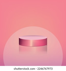 Resumen geometría forma podio color rosado sobre fondo de color rosa para el producto