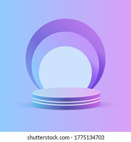 Abstraktes geometrisches Podium auf pastellfarbenem Hintergrund für die Produktdarstellung. Vektorgrafik