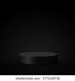 Abstract geometry shape podium on black color background for product display. Vector illustration