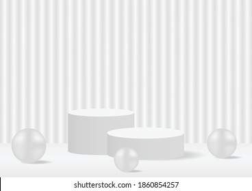 forma de geometría abstracta podio, presentación de fondo de producto pastel blanco con un estilo mínimo.