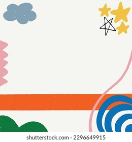 Abstract geometry shape trendy frame square. Colorful creative geometric figure design for social media post, banner, card. Vector hand drawn trendy modern illustration decor