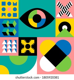 Abstract geometry shapes background. Bauhaus style vector illustration.