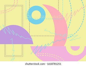 Abstract geometry shapes isolated on yellow background. There’re various shapes and color.