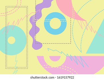 Abstract geometry shapes isolated on yellow background. There’re various shapes and color.