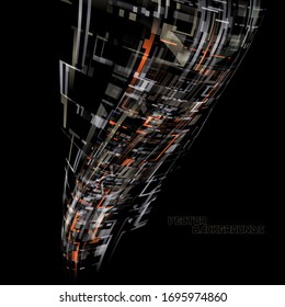 Abstract geometry shapes motion concepts vector on a black backgrounds